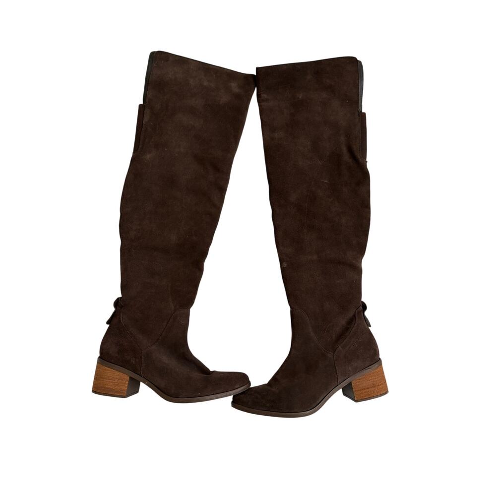 Steve Madden Womens Purly Boot Size 10 OTK Brown Suede Slouch Block Heel Pull On